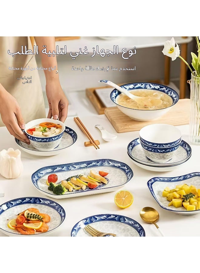 ChenDa 44-Piece Collection-Grade Blue and White Porcelain Banquet Set｜Effortless for Daily Meals, Gatherings & Festivals｜All Kitchen Appliance Compatible (Free 10 Table Mats) - Image 2